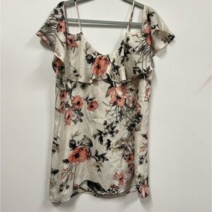 GIBIU Size Medium Floral Cold Shoulder Ruffle Sheath Dress Mini Dress